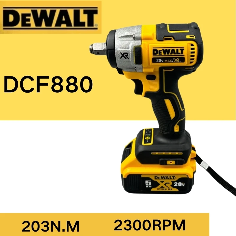 Dewalt DCF880 Cordless Impact Wrench 20V Original 2300RPM Rechargeable 13MM Electric Lithium Battery Wrench Recharge Power Tools