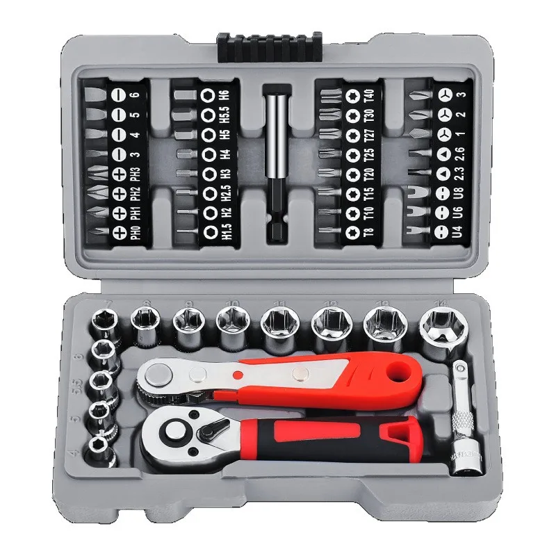 

Drive Quick-Release Ratchet & Bit Set, Cr-V Steel w/ Phillips/Slotted Screwdrivers for Auto Repair & Hand Tools