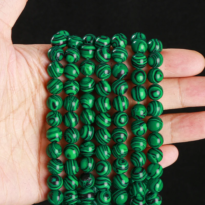 4 6 8 10mm Synthetic Green Malachite Beads Round Loose Spacer Pick Size For Jewelry Making Diy Necklace Bracelet Accessory