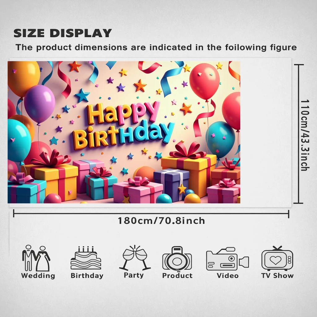 Banner de fondo para fiesta de cumpleaños, globos coloridos, regalos y decoraciones para celebración, evento, fotomatón, decoración de pared para fiesta infantil