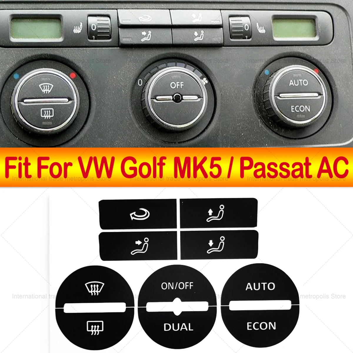 1 Pcs High Quality Fits Stickers Decals for VW GOLF MK5/Passat Clima Panel Repair Worn Button Knob Switch