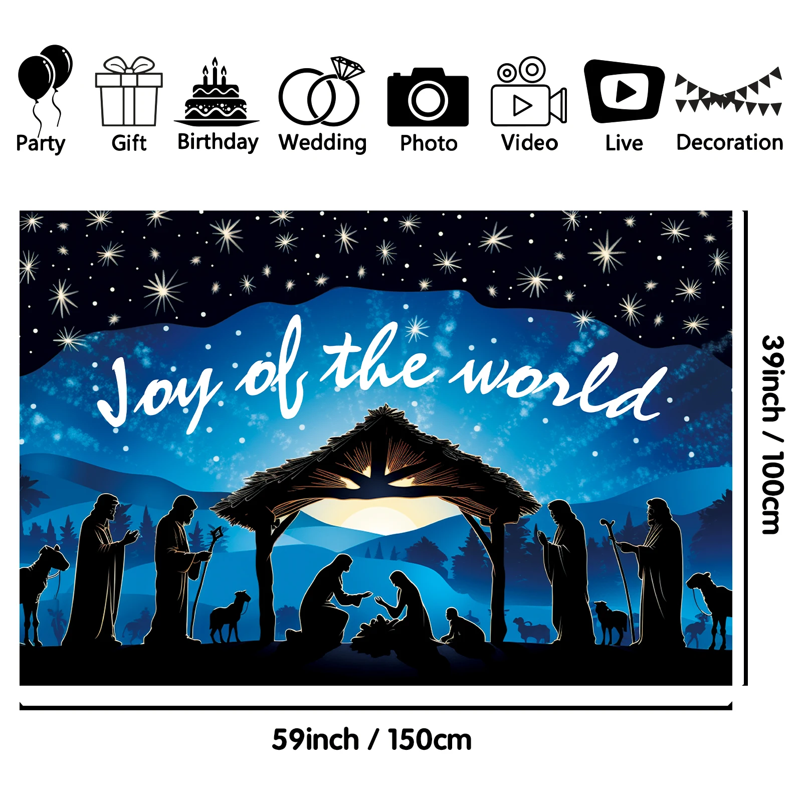 1PCS 100x150cm Nativity(6) Theme Backdrop,Photography Background,Used To Gifts,Activities Or Other Party Decoration