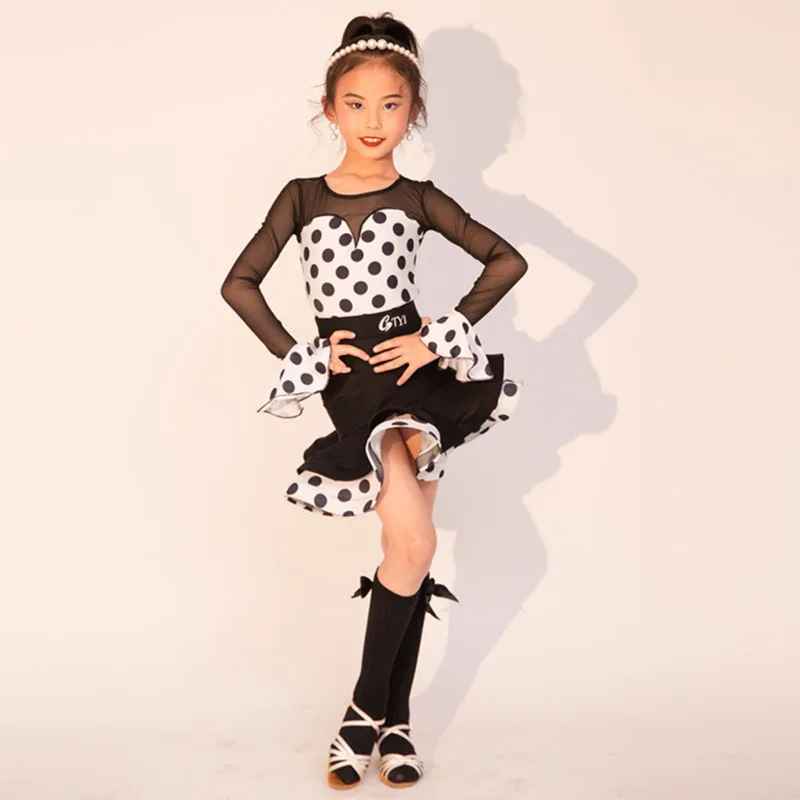 Latin Dance Suit 2023 Autumn and Winter New Wave Point Advanced Sense Training Suit Girls' Set