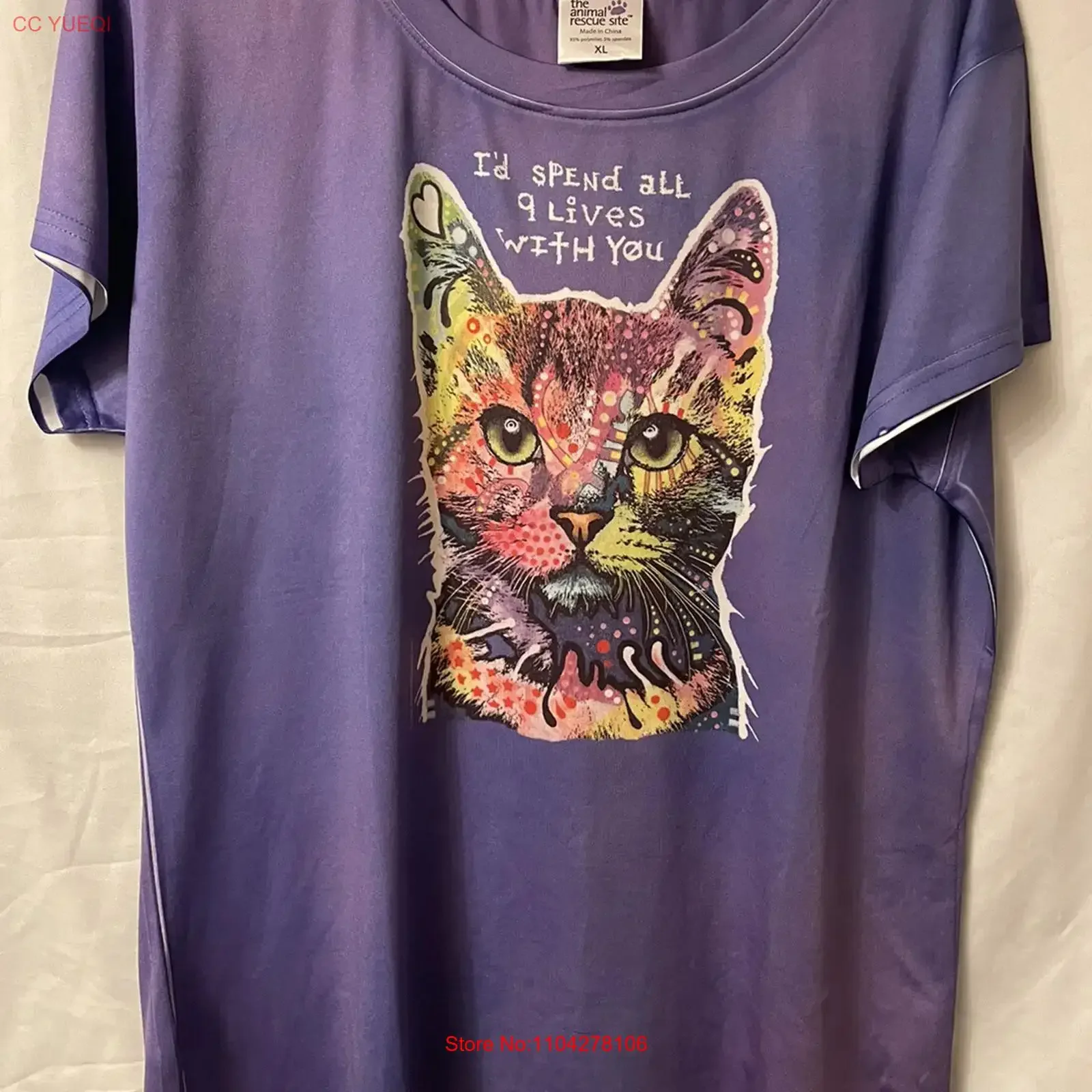 RARE DEAN RUSSO ART ABSTRACT CAT T SHIRT ANIMAL RESCUE SITE EXCLUSIVE vintage Washed Soft Casual designer clothes Stretched