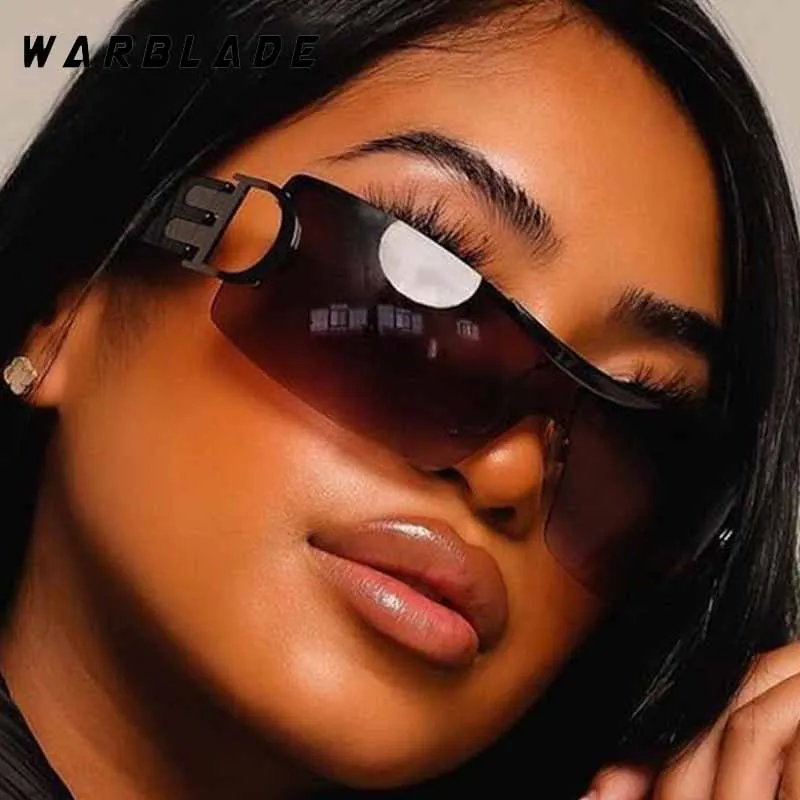 

Y2K Luxury Designer One-Piece Rimless Women's Sunglasses Cyberpunk Cool Men Sunglass Outdoor Sports Cycling Trendy Goggles UV400