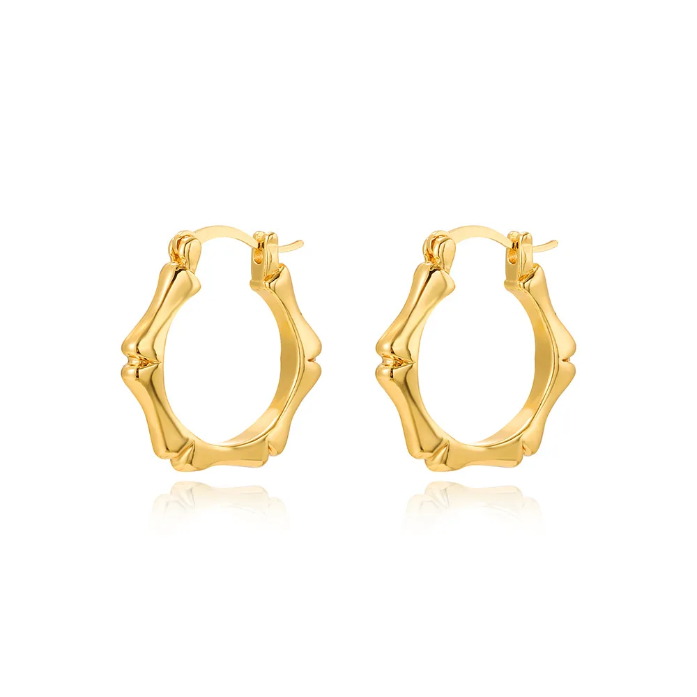 Vintage Trendy 14K gold color Hoop Earrings for Women Simple geometric Earring Waterproof Ear Piercing Jewelry Birthday Gifts