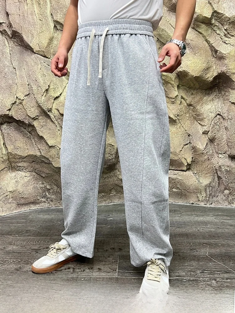 

Casual Pants Mixed Fabric Washed Cotton Elastic Waist Knife Women's Style Spring Autumn New Design Straight Leg Trousers