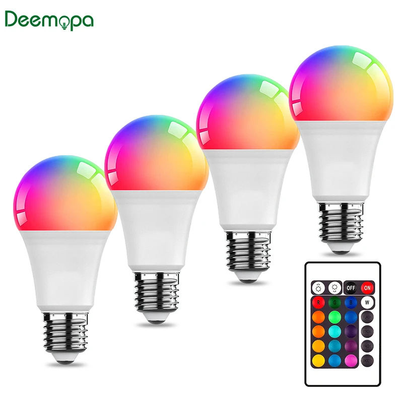 1-10 قطعة 16 ألوان تغيير ضوء E27 مفتاح التحكم عن بعد LED لمبة مصباح 220 فولت عكس الضوء RGB الأبيض تغيير ملون لغرفة النوم المنزلية