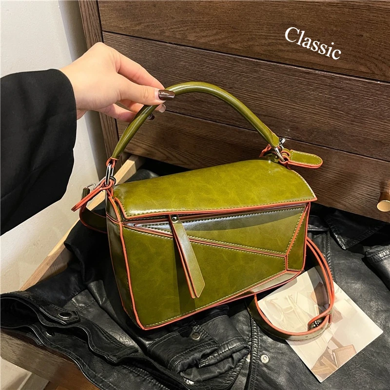 

Новая трансграничная модная женская сумка в клетку в стиле пэчворк — повседневная и стильная маленькая квадратная сумка, универсальная сумка через плечо