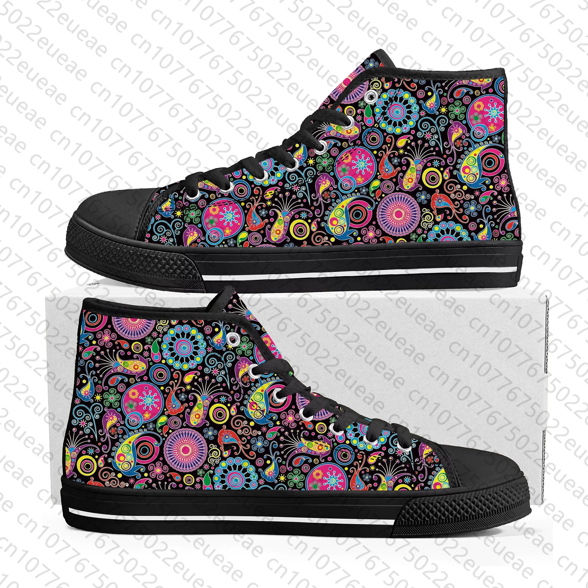 Bohemia Mandala Flower Print High Top Sneakers Mens Womens Teenager High Quality Canvas Sneaker couple Casual Shoe Custom Shoes