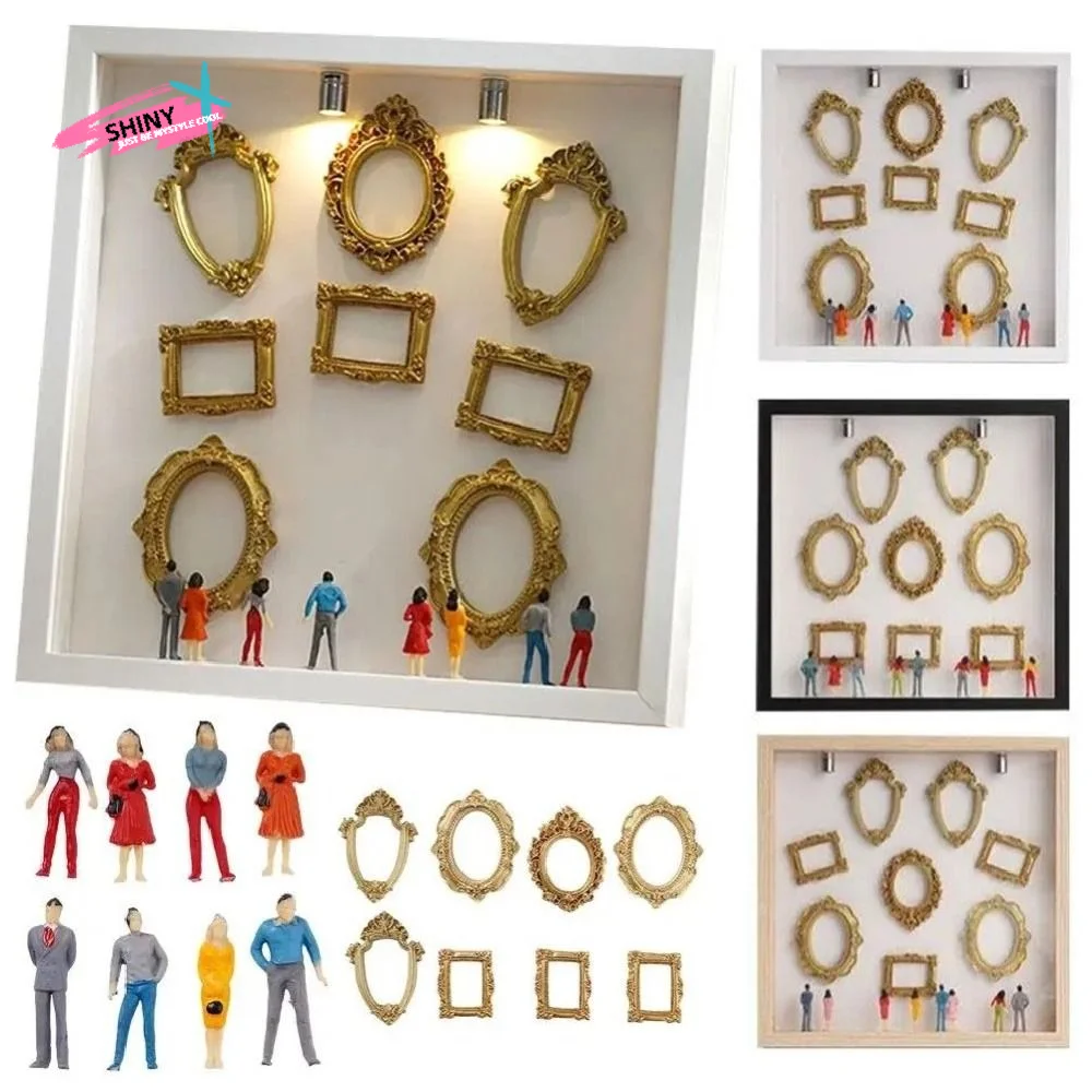 diy-ミニミュージアム-シルエットボックス-ロマンチックなミニフィギュア付き-ゴールドフレーム-フォトアルバムディスプレイキット-取り付け簡単-クリエイティブ