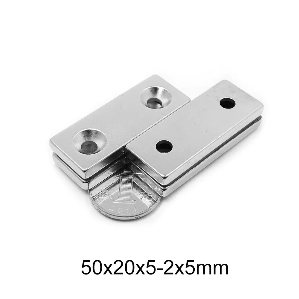 50x20x5-5mm Strong Block Magnet with holes 5mm Neodymium Magnet sheet 50mm x 20mm Permanent Magnet 50x20x5-5mm