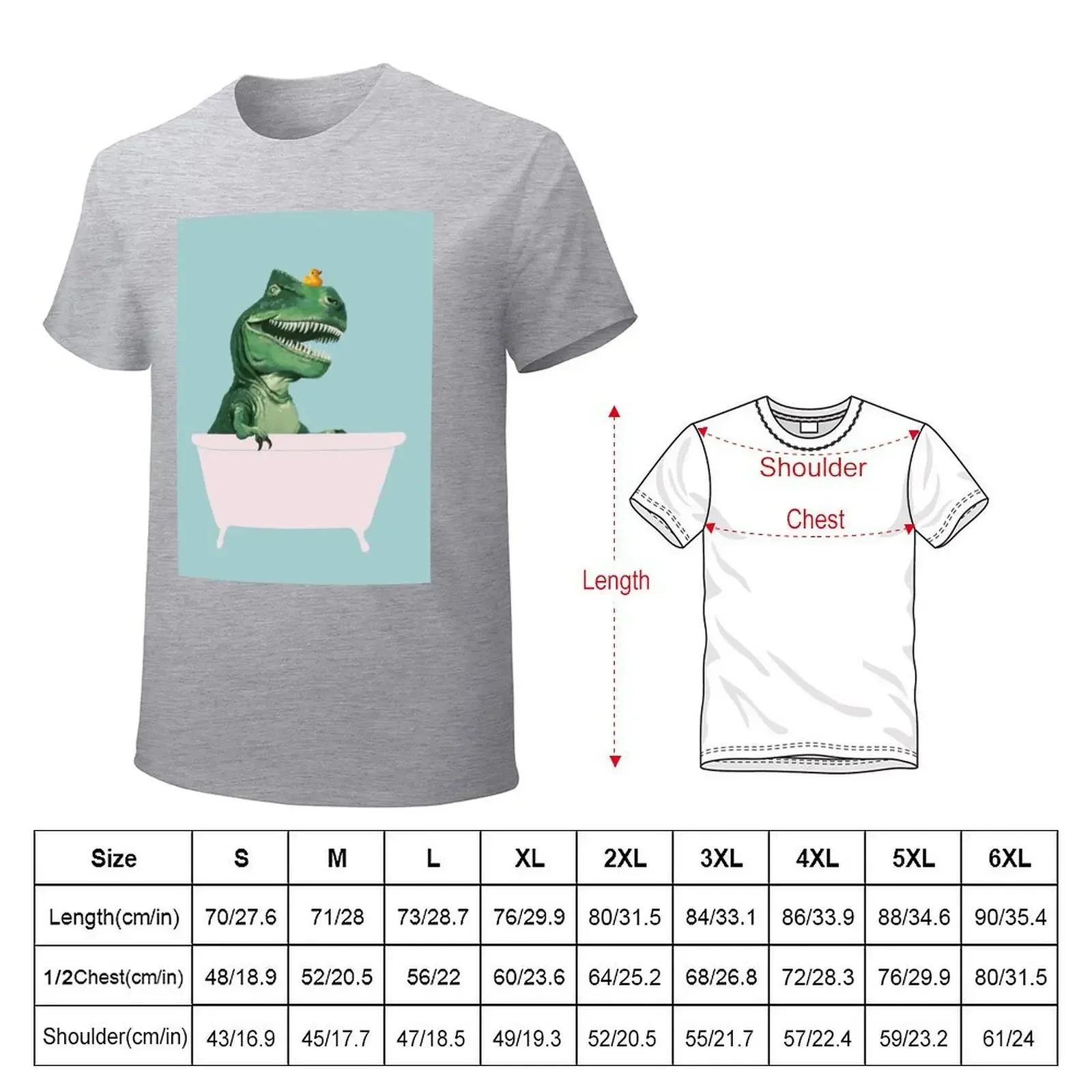 Playful T-Rex in Bathtub in Green T-shirt tees plain t shirts for men graphic