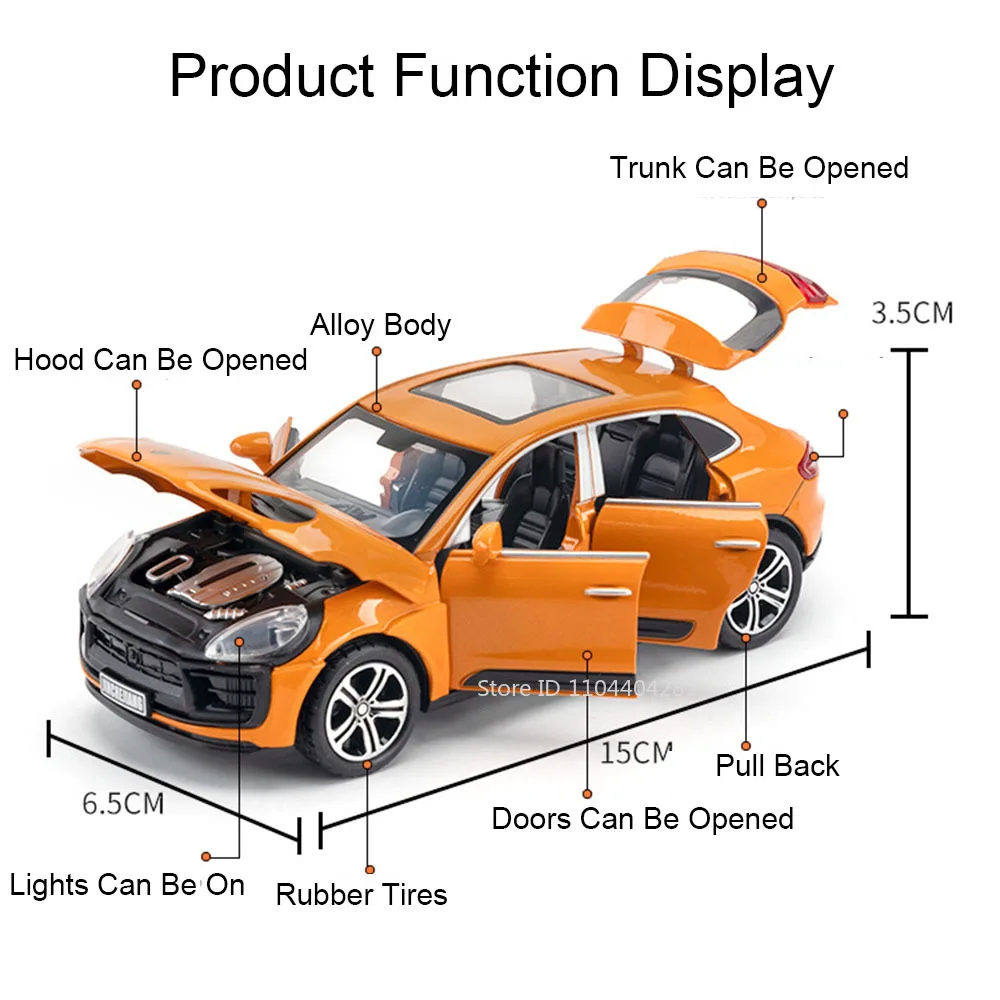 1:32 Macan Panamera Alloy Sports Car Model Diecast Toys Doors 4 Doors Opened with Sound Light Pull Back Metal Vehices Boys Gifts