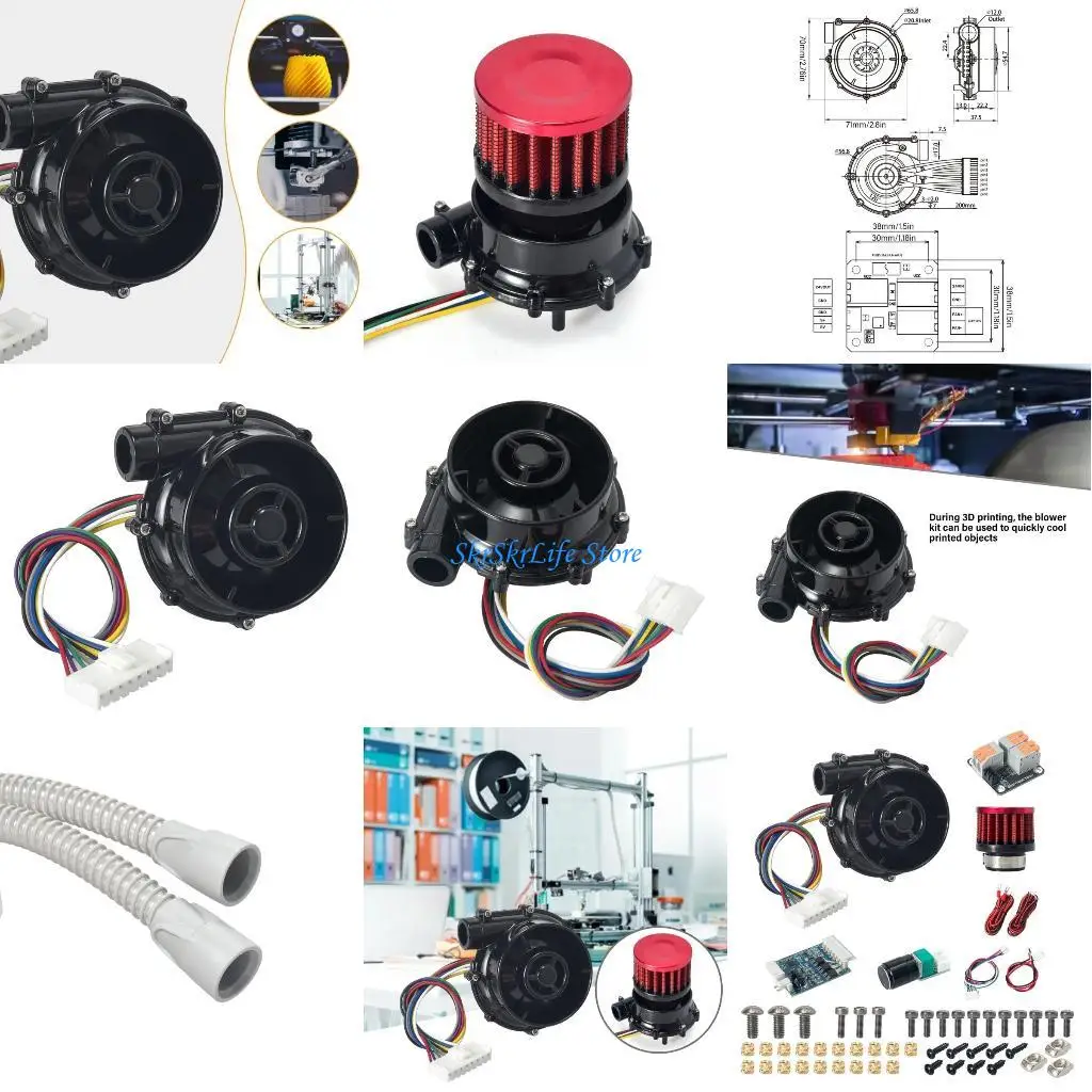 

E65E 24V Brushless Centrifugal Air Blower WS7040 Blower Fan 6.5kpa Blower with Controller Adapter Air Filter 3D Printer