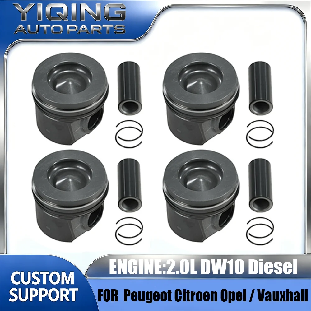 DW10 4Pcs Piston & ring OE 1612731880 / 1609067980 For Peugeot Citroen Opel Vauxhall DW10FC DW10FD 2.0L BlueHDi Diesel 14–2021