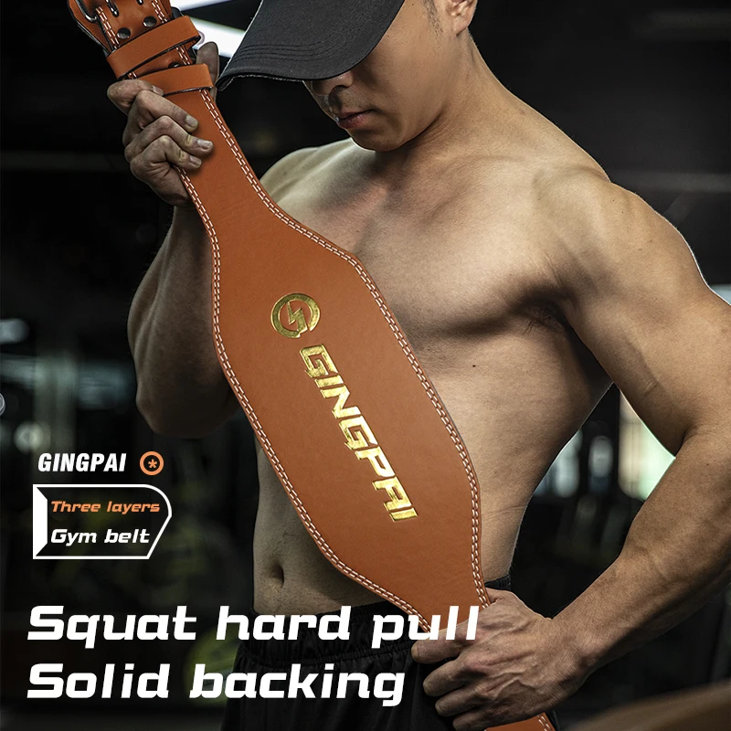 

Genuine Leather Weight Lifting Belt for Gym, Squat Deadlift Support, Unisex Powerlifting Belt, Heavy Duty Training Belt for Men