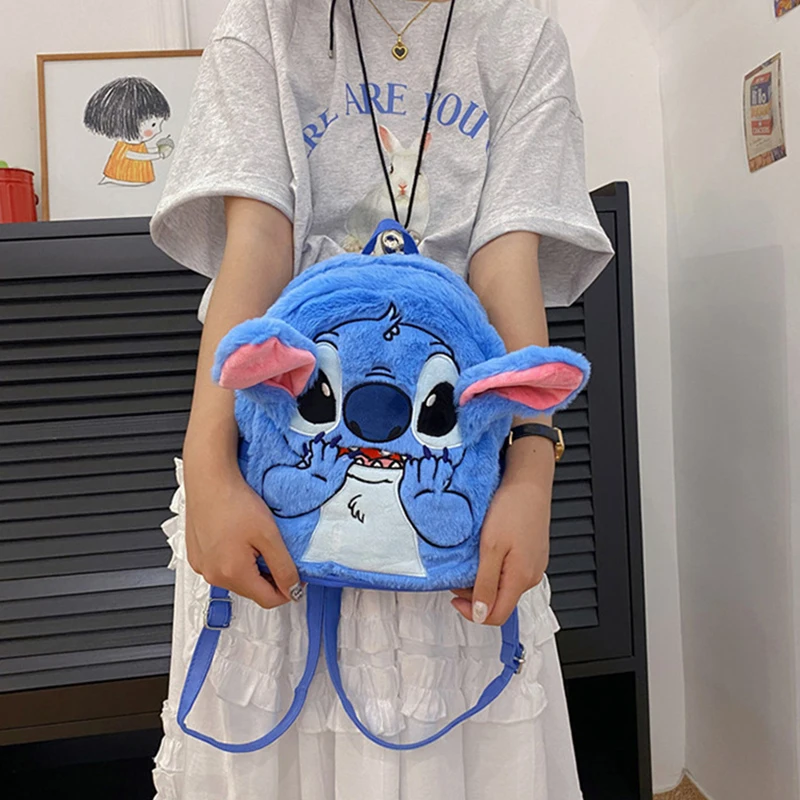 Mochila Kawaii de felpa suave de Lilo Stitch para niños, bolsa escolar de alta calidad con dibujos animados en 3D, Mini Y2K, nueva