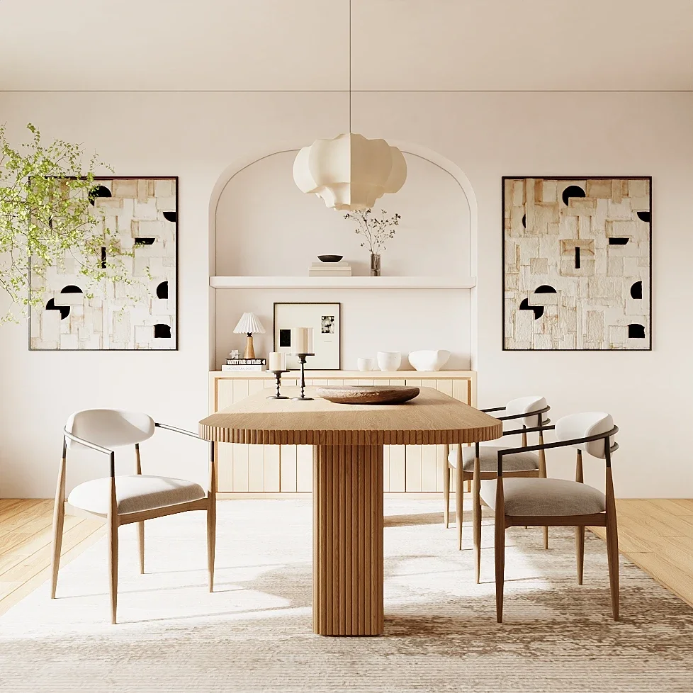 

l #Modern Luxury round Dining Table Set 8-Chair Extension with Solid Wood for Office Hotel Dining Room Use Accommodating 10 Gues