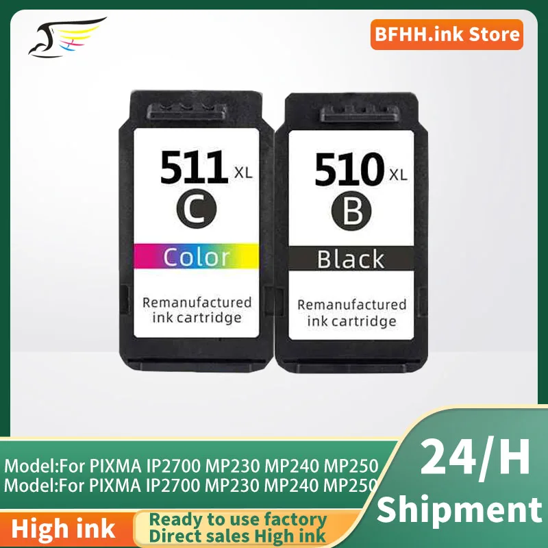 

Совместимые чернильные картриджи 510XL, 511XL, PG510XL, CL511XL, PG510, CL511, 510, 511 для Canon PIXMA IP2700, MP230, MP240, MP250, MP260, MP270
