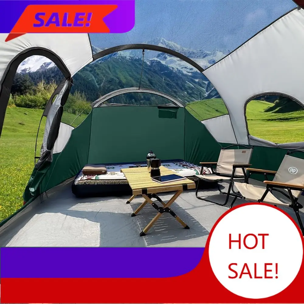 

Популярная семейная палатка на 12 человек с 3 комнатами, водонепроницаемая и ветрозащитная, 6 сетчатых окон, двухслойная, простая в установке