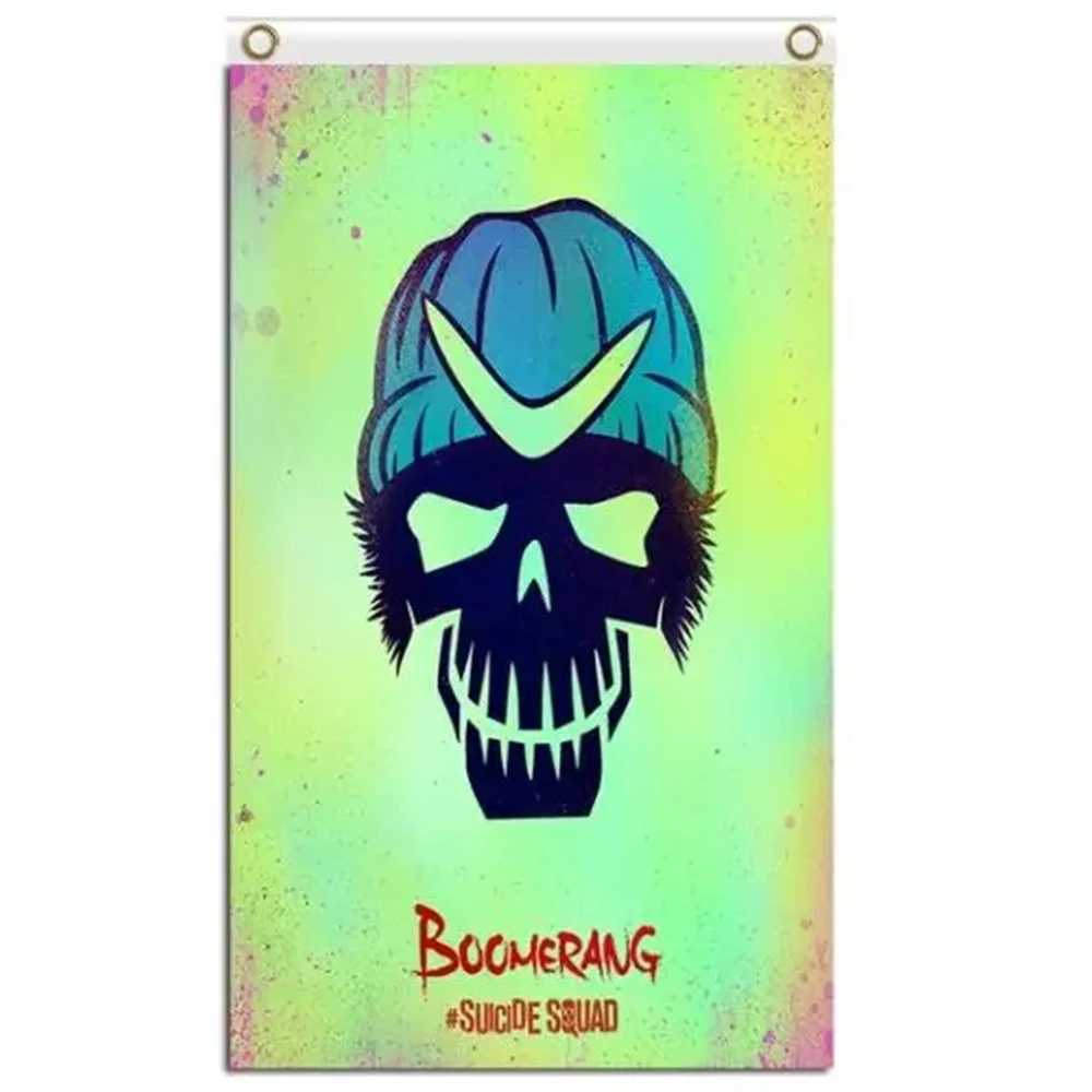 2X3FT Boomerang Banner Skull head green posters 3x5ft Flag