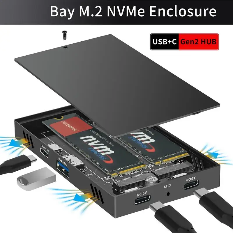 Imagem -04 - Nvme Ssd Enclosure Adapter Disco Rígido Externo Multiuso Leitor Ssd Portátil