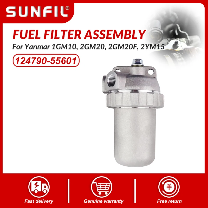 

124790-55601 121370-55600 121370-55601 Топливный фильтр в сборе для Yanmar 1GM10, 2GM20, 2GM20F, 2YM15, 3GM30, 3GM30F, 3YM20