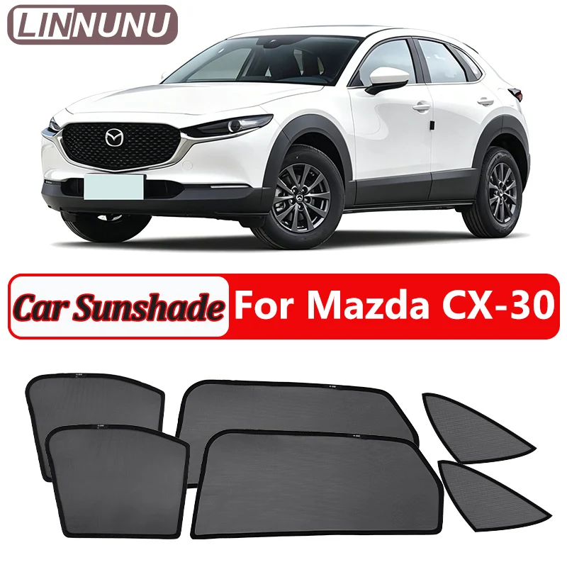 

LINNUNU Magnetic Car sunshade For Mazda CX-30 2019-2026 Windows Mesh curtains Privacy Protection UV Blockin Interior accessories