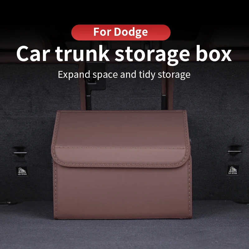 

For Dodge Multi functional organizing and storage box for car trunk made of leather material, foldable for emergency use