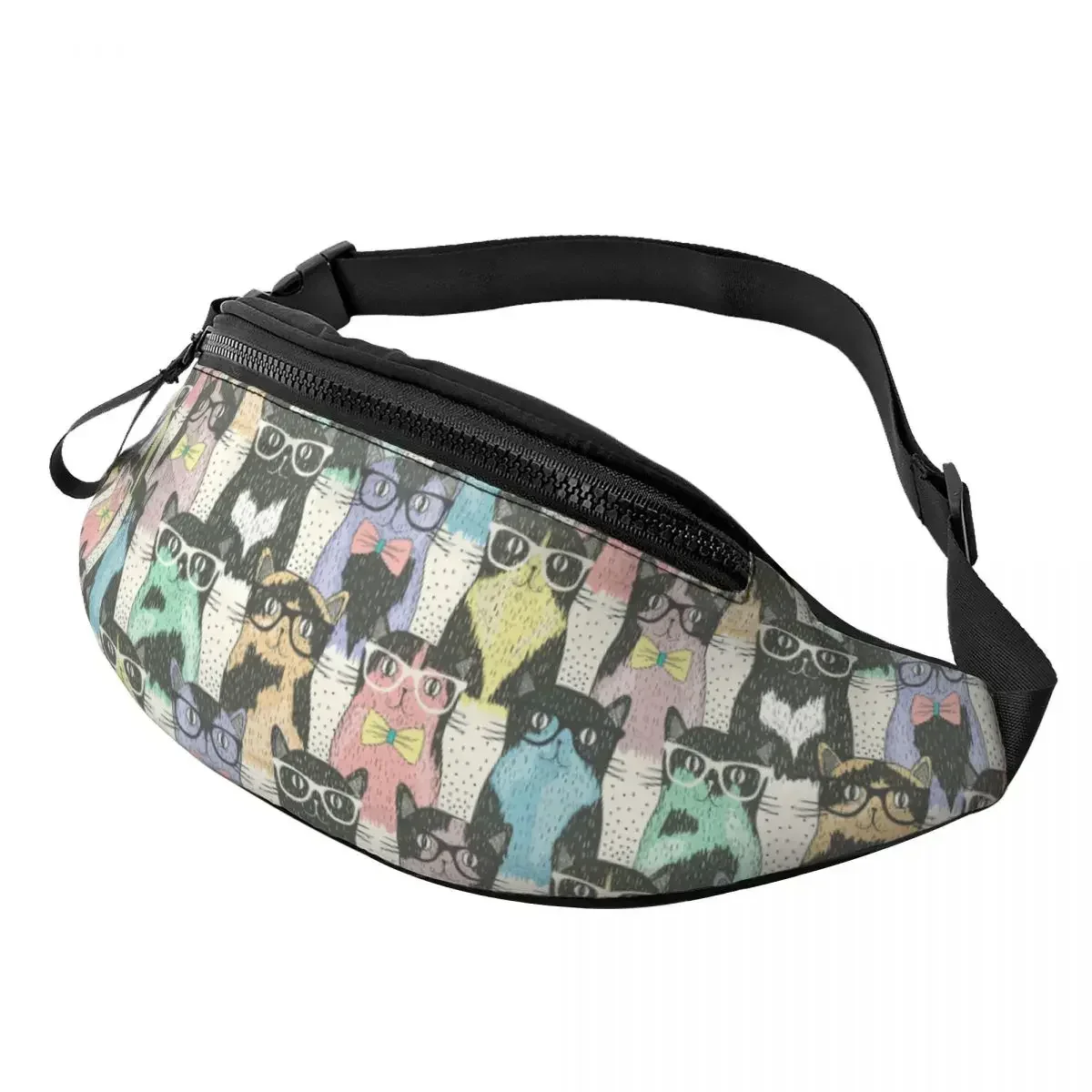 Cool Hipster Cute Cats Fanny Pack Men Women Funny Kitten Crossbody Waist Bag for Traveling Phone Money Pouch