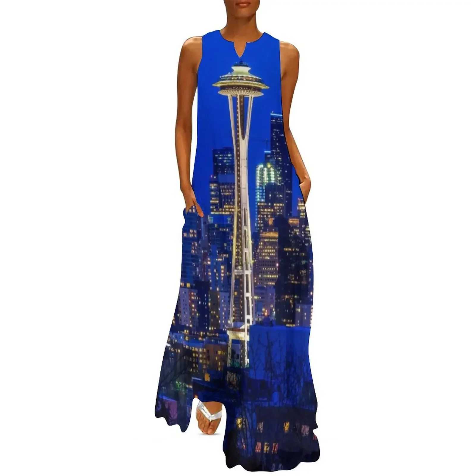 

Famous Space Needle in Seattle at sunset Long Dress bandage dress elegant women's dresses for wedding beach dress
