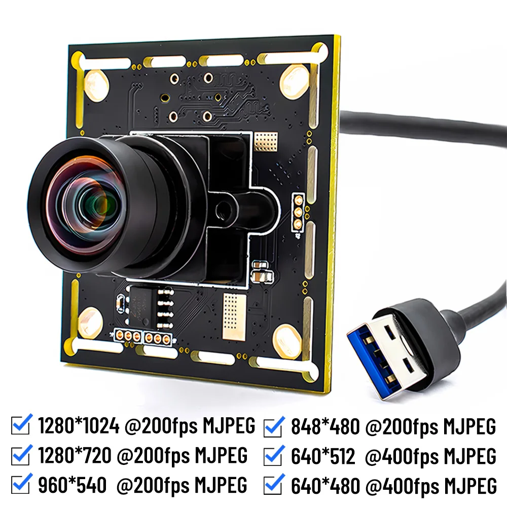 

USB3.0 Global Shutter 1.3MP 200fps HD Camera Module 400fps High Speed Motion Camera Board Plug And Play With No Distortion lens