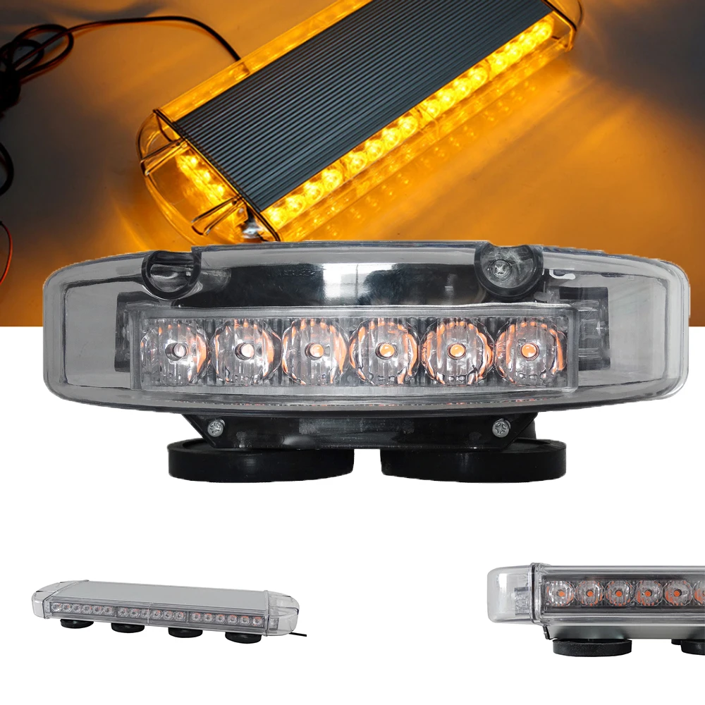 48W Yellow Warning Light Emergency Flashing Snow Plows Traffic Light Bar Strobe Light with Magnetic Base LANTSUN LED6438