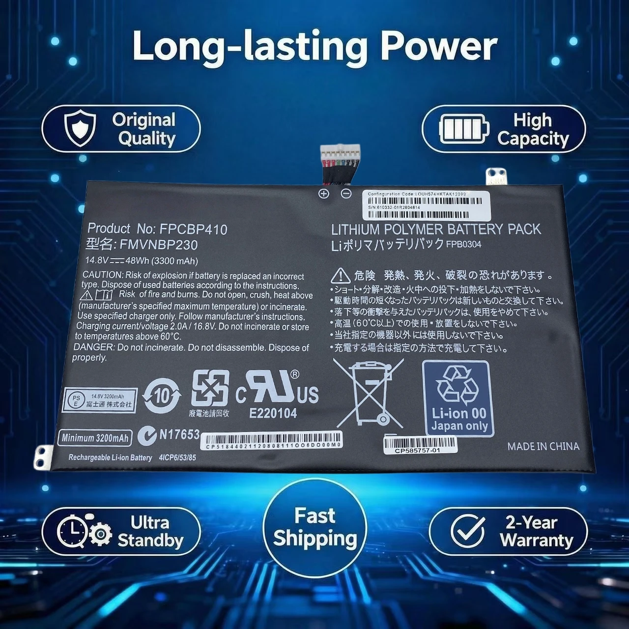 New Original FPCBP410 FMVNBP230 FPB0304 Laptop Battery For Fujitsu LifeBook U554 U574 UH554 UH574 Series CP568050-XX 38036673