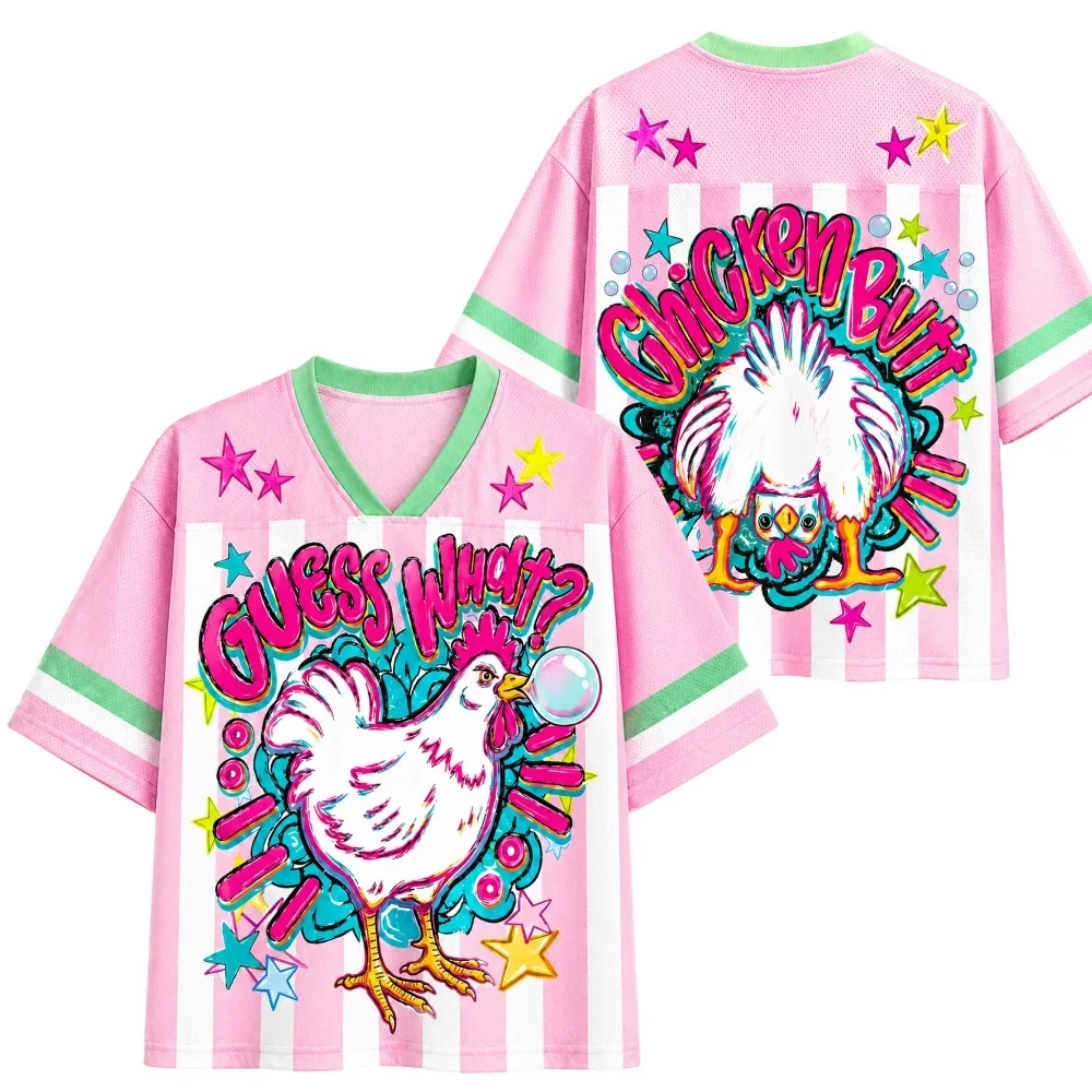 Doodle Chicken 3D Print Men Women V-neck T-Shirt Comfortable Breathable Quick-Dry Outdoor Sports Y2K Style Parent-Child Clothing