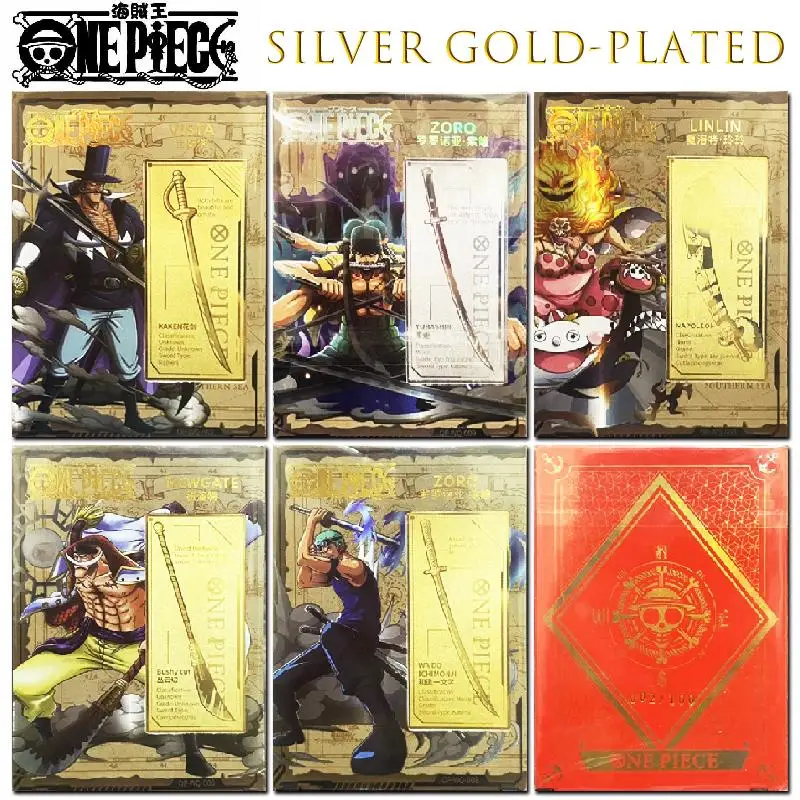 

One Piece Kabago Second Bullet Inlaid Gold and Silver Card Anime Characters Big Mom Edward Newgate Roronoa Zoro Bronzing Process