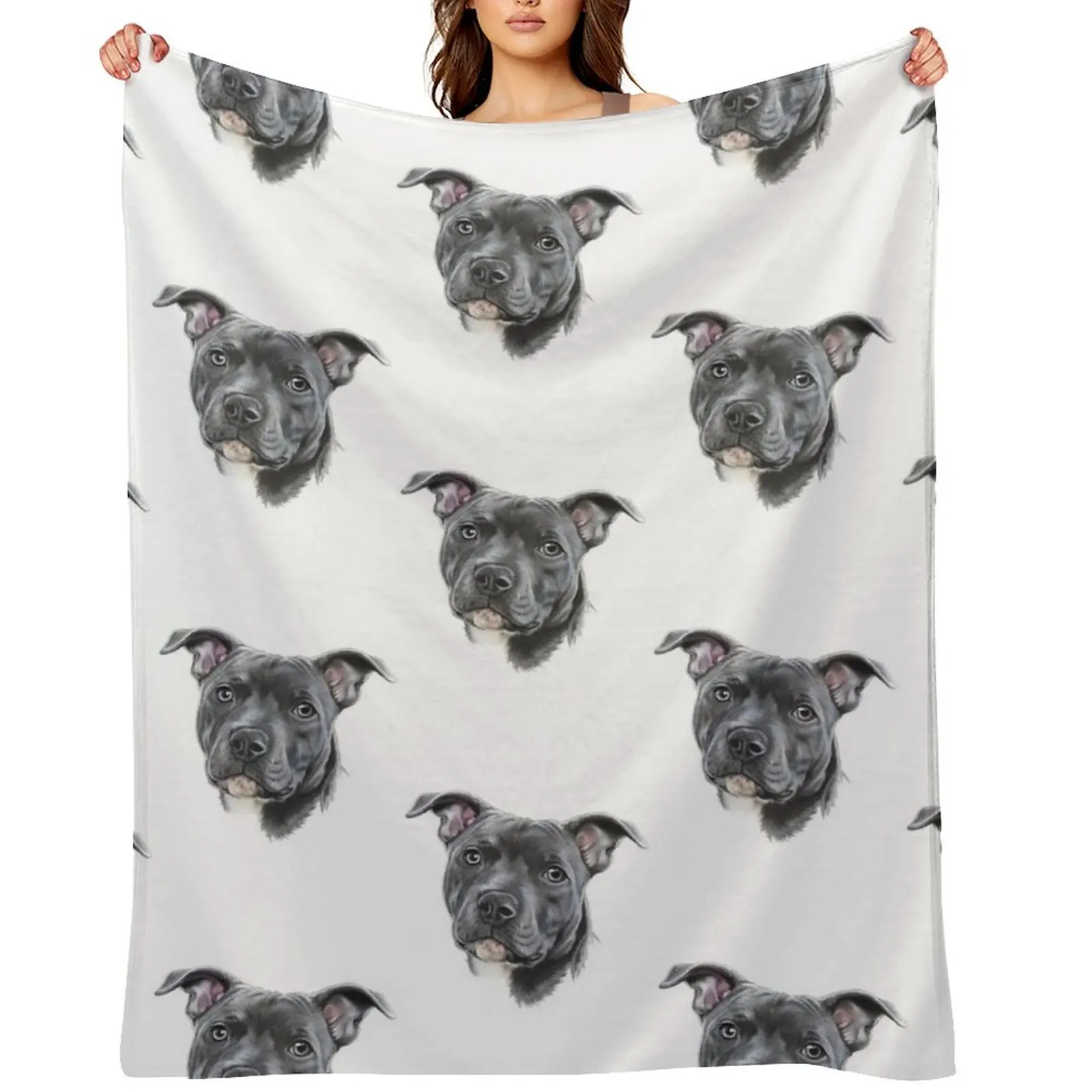 

Blue staffy Throw Blanket Sofa Personalized Gift Warm Moving Blankets