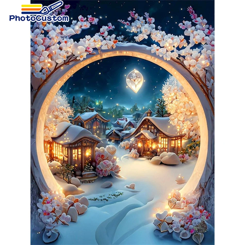 

PhotoCustom Diamond Painting Landscape Diamond Embroidery DIY Crafts Full Round Mosaic Cross Stitch Kit Home Decoration New