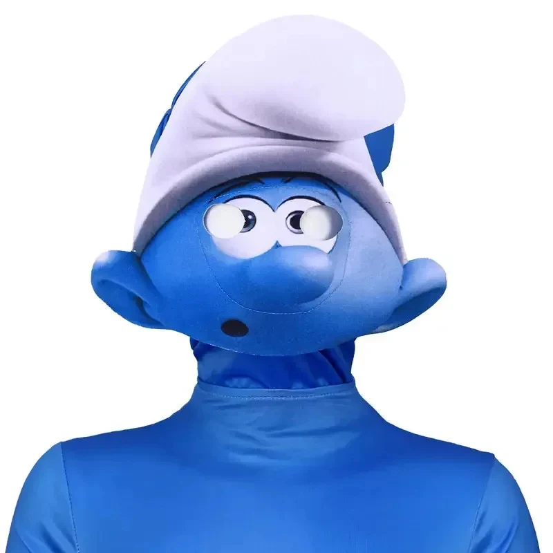 ★ Disfraz de Cosplay de Halloween, Traje Azul de los Pitufos para Adultos, Disfraz de Personaje de los Pitufos con Sombrero para Fiestas ♥ Todos los rincones del país