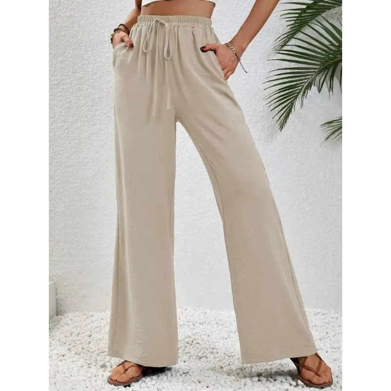 Casual Women's High Waisted Pull Elastic Waist Wide Leg Sweatpants Straight Tube Fitting Sanitary Pants Yoga Jogger Dance Pants