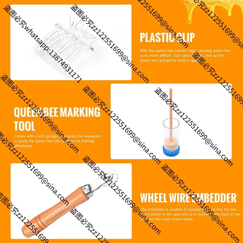 Suitable for New Beekeeping 9-piece Set, Bee Brush Scraper, Cut Honey Fork, Lift Spleen, Catch King Clip, Thread Embedder