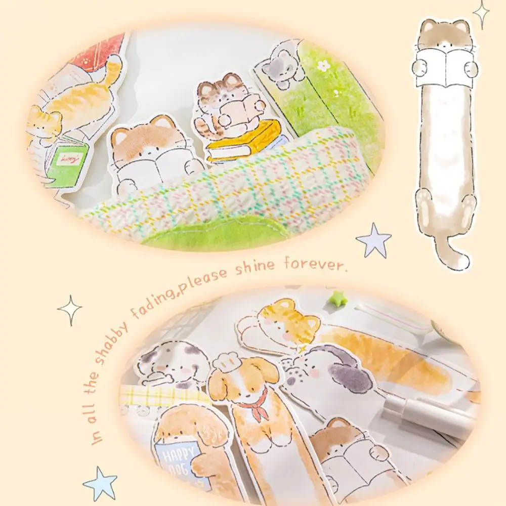 30pcs/Set Paper Small Animal Bookmark Kawaii Kitty Puppy Shape Pagination Mark DIY Journal Decoration School Office Supplies