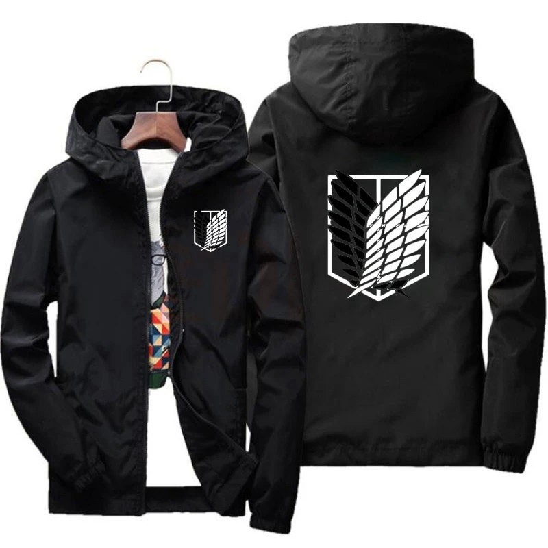 Attack on Titan New Outdoor Travel Men's Hooded Jacket Spring Fall Zipper Hooded  Lightweight Comfortable Camping Hiking Jacket