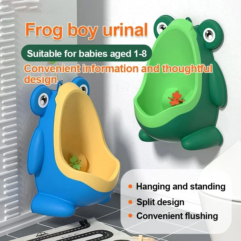 

Baby Boys Standing Potty Cartoon Frog Shape Wall-Mounted Urinals Toilet Training Stand Vertical Urinal Potty Pee Infant Toddler