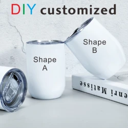 DIY Sublimation Wine Coffee Tumbler 12oz Cup Tube Shape Hot Cold Thermos Metal Glasses Container Seal Lid Wedding Party