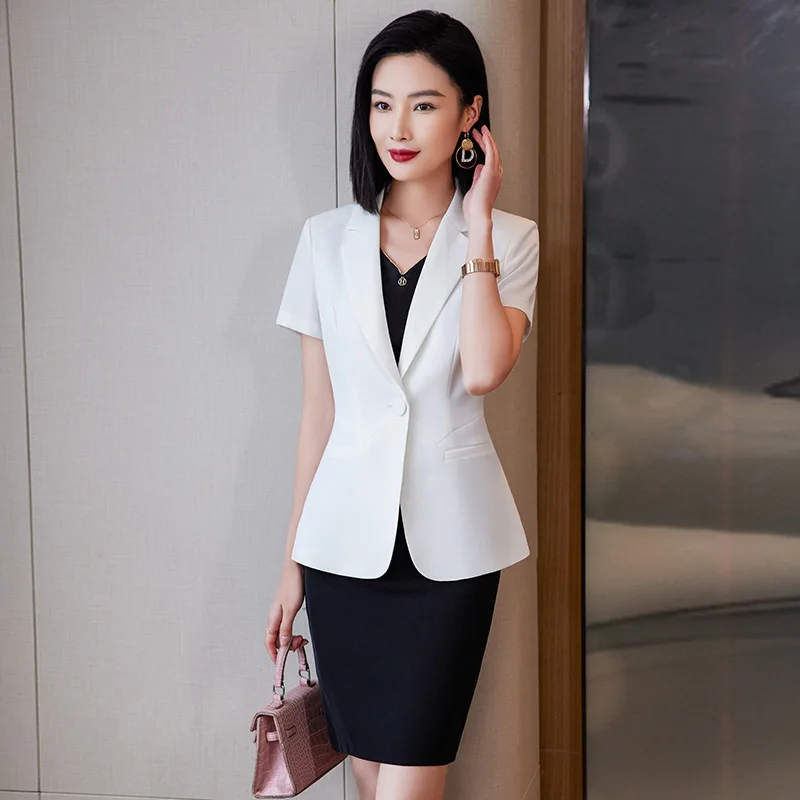 2025Estate nuova manica corta abbigliamento professionale elegante giacca da lavoro formale da donna piccola giacca da donna