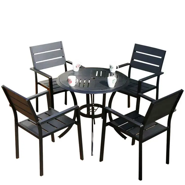 Stylish And Durable Aluminum Outdoor Table And Chair Sets, Modern Garden Patio Wood-plastic Composite Luxury Outdoor Furniture.