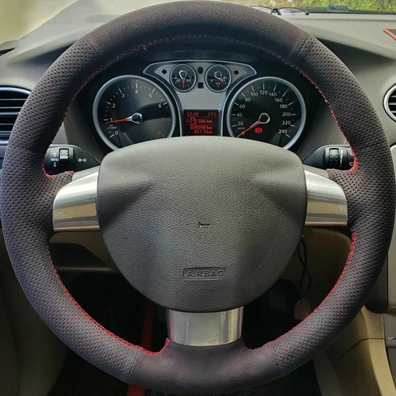 

Customized Soft Suede Leather DIY Car Steering Wheel Cover For Ford Focus 2 2005-2011(3-Spoke) Auto Interior Accessories