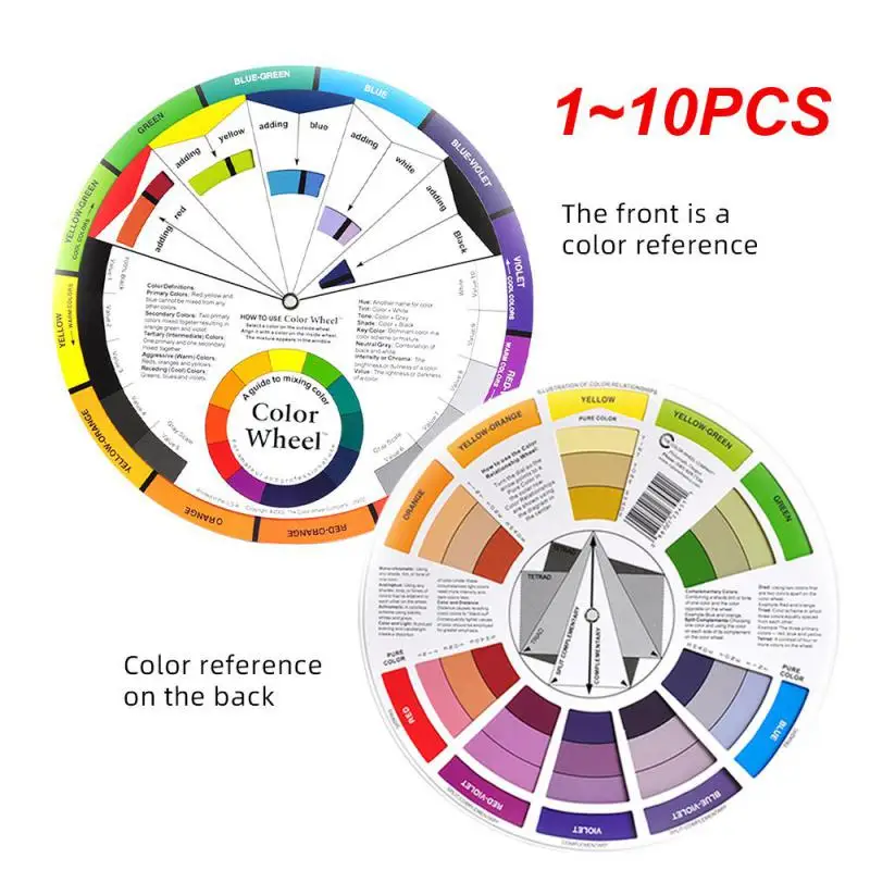 Professional Color Mixing Roda Ink Chart, projeto do cartão de papel, Central Circle gira, Tattoo, Nail Pigment, Orientação, Round, 1-10Pcs